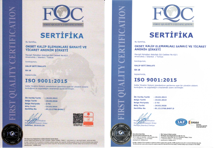 OKSET Certificates